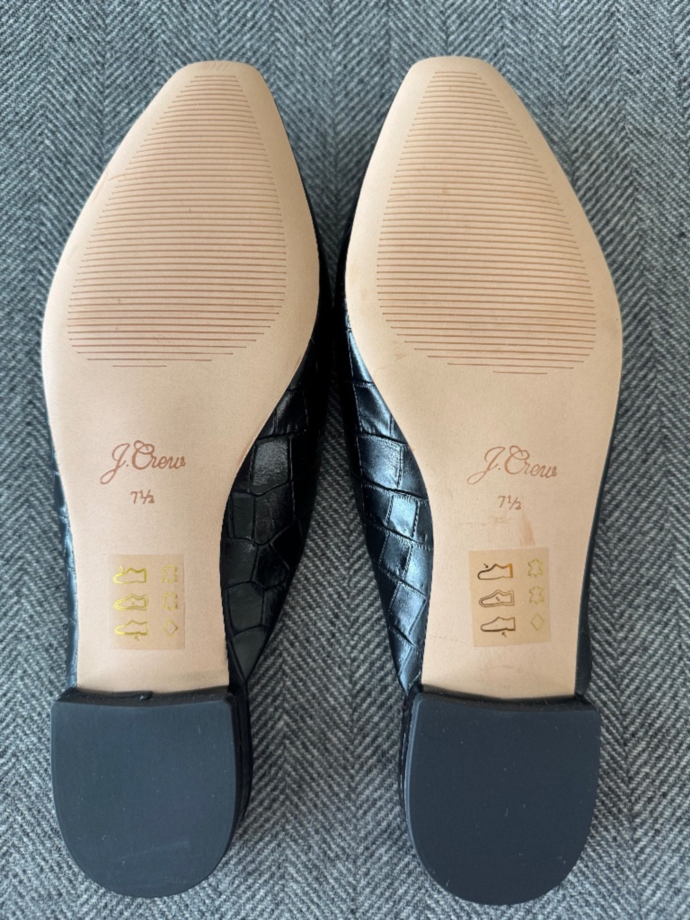 NWT, JCREW, CROC EMBOSSED LEATHER SIMPLE MULE FLAT - Picture 5 of 10